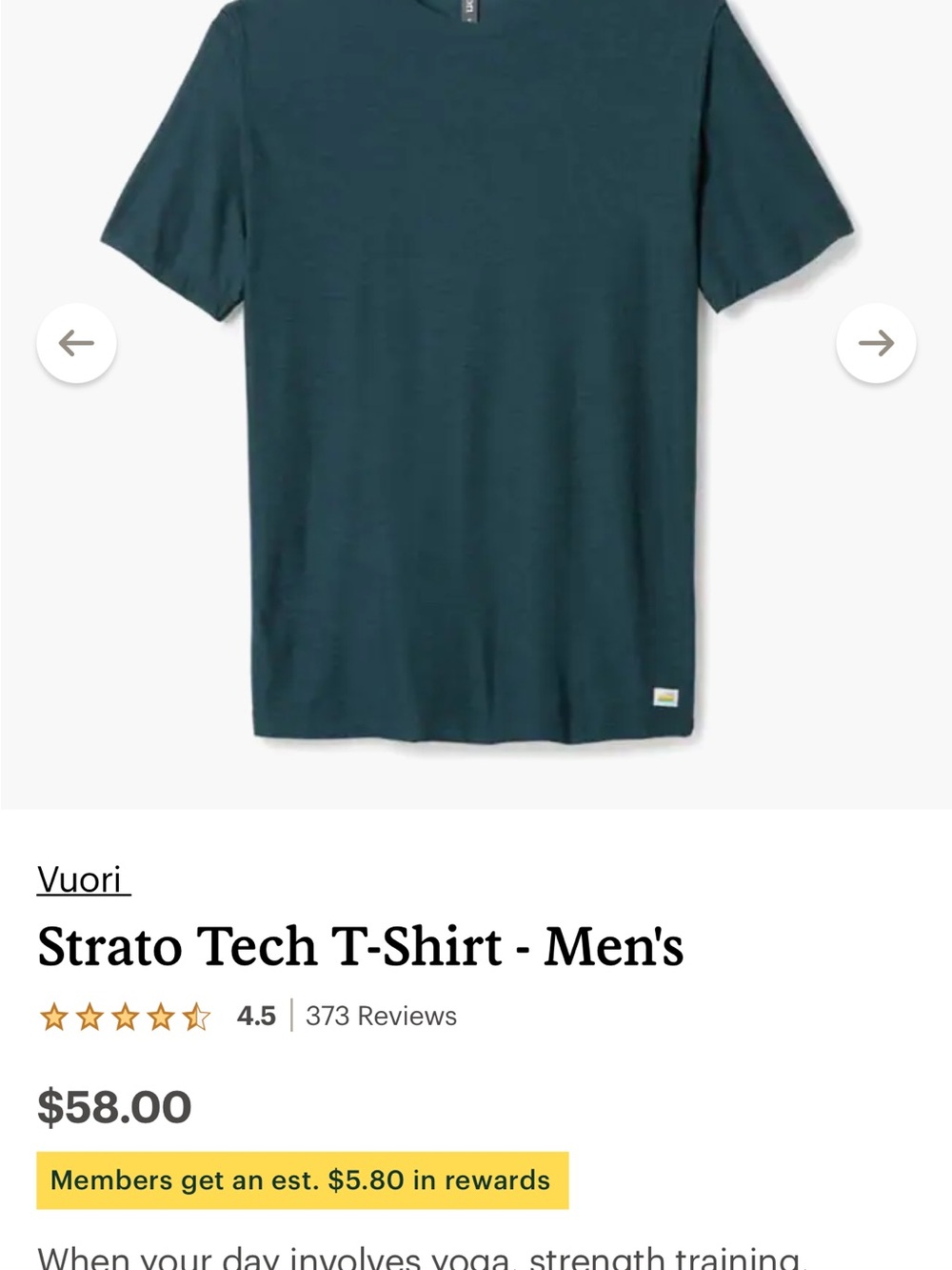 Vuori Strato Tech T-Shirt - Dark Teal